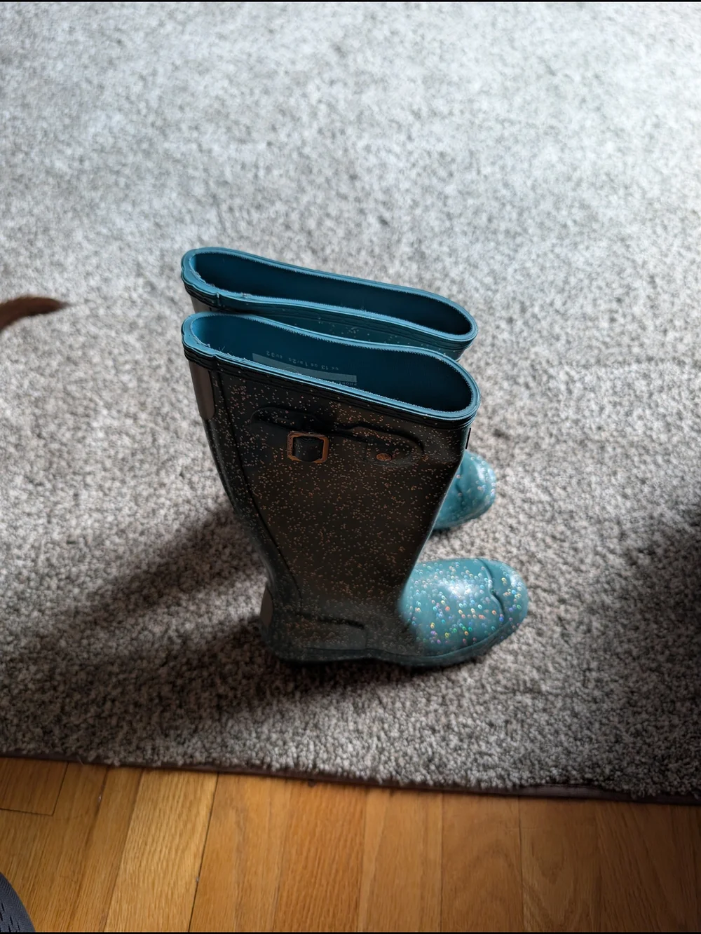 Hunter Kids Teal Glitter Waterproof Rain Boots